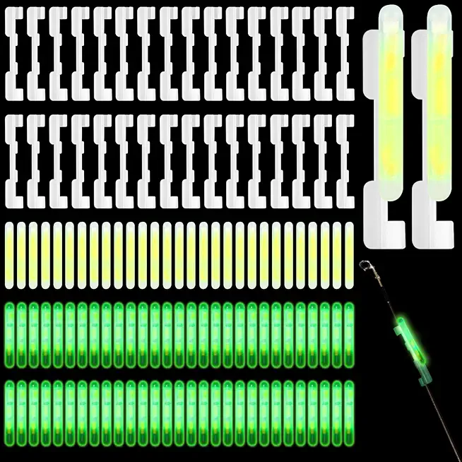 350 Pcs Clip on Fishing Glow Sticks Bulk for Rod Tips 1.5 Inch Mini Glow in The Dark Stick for Fishing Poles Green Small Fishing Glow Rods for Night Fishing