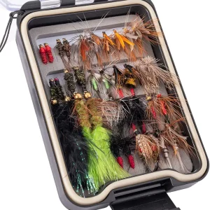 36 pcs Fly Fishing Flies Kit, Hand Tied Trout Bass Fly Assortment with Fly Box, Dry Wet Nymph Flies Streamers Fly Fishing Lures