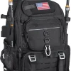 39L Fishing Tackle Backpack with Rod Holders & Cooler,Water-resistant Fishing Gear Storage Bag with Protective Rain Cover,Black