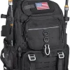 39L Fishing Tackle Backpack with Rod Holders & Cooler,Water-resistant Fishing Gear Storage Bag with Protective Rain Cover,Black