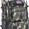 39L Fishing Tackle Backpack with Rod Holders & Cooler,Water-resistant Fishing Gear Storage Bag with Protective Rain Cover,Camouflage