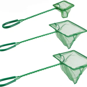 3in 4in 6in Aquarium Fish Net Fine Mesh Net Quick Catch Nets Nylon Fishing Nets with Long Plastic Handle for Fish Tank, Green
