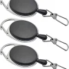 3PCS Fly Fishing Zinger Retractors with 360 Degree Rotation Buckle Anglers Combo Tool Holder for Fishing Climbing Hiking Outdoor Sports