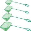 4 Pack Aquarium Fish Net 4 Sizes Quick Catch Mesh Nylon Fishing Catch Nets Square Fish Nets with Handle (3in, 4in, 5in, 6in)