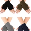 4 Pairs Fingerless Gloves with Thumb Hole Cozy Half Fingerless Driving Gloves Knit Mittens for Women Men