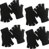4 Pairs Half Finger Gloves Winter Knit Touchscreen Warm Stretchy Mittens Fingerless Gloves in Common Size for Men and Women,black