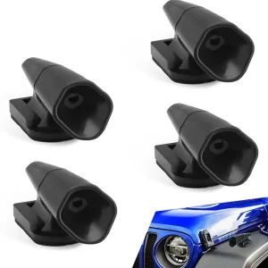 4 PCS Automotive Wind Powered Deer Warning Devices, 0.8" x 2.1" x 1.2" ABS Deer Whistles Warning Devices, Ultrasonic Animal Alarms Accessories, Universal for Most Cars (Black)
