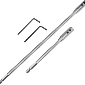 4 Pieces 1/4 Extension Drill Bit Set Wood Spade Drill Bit Extension, 6 and 12 Inches with 2 Pieces Key, Use with High-Carbon Steel Wood Spade