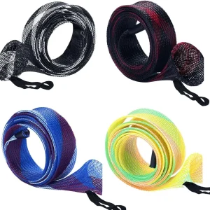 4 Pieces Fishing Rod Cover Fishing Pole Protector Rod Sleeve Sock with Lanyard for Fly, Spinning, Casting, Sea Fishing Rod
