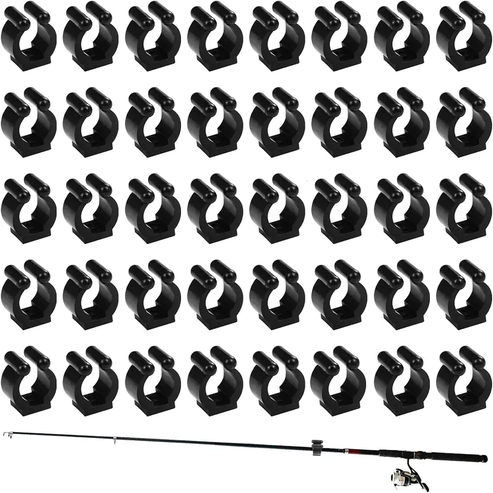 40 PCS Fishing Rod Clips, Wall Mounted Fishing Rod Holders, Billiards Snooker Cue Locating Clip Holder, for Fishing Rod Billiards Cue Snooker Cue, Fishing Rod Storage Rack