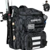 46L Fishing Backpack Tackle Bag with Rod Holders, Waterproof Rain Cover, Large Fishing Backpack with Bottle Holder for Fishing Gear and Equipment Outdoor Camping Hiking (Grey Camo)