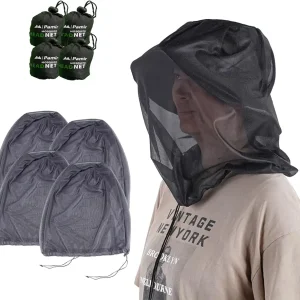 4pack Mosquito Head Net Mesh, Bug Net for Head, Hats with Netting for Men Women,Insect Shield Face Mask Cover for Camping, Hiking, Fishing, Gardening