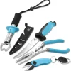 4pc Fishing Tool Kit - Pistol Grip Fishing Pliers, Fish Fillet Knife, Fishing Gripper, Line Snip, Fly Fishing Retractor with Retractable Lanyard