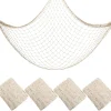 4PCS Fish Net Decorations, Natural Cotton Hawaiian Party Fishing Net Decorative, Nautical Themed Cotton Fishnet Party Decor, Fishnet Fabric Wall Hanging Fishnet for Ocean Theme Party