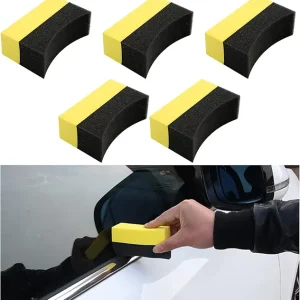 5 PCS Tire Contour Dressing Applicator Pads, Car Polishing Sponge Wax Buffing Pads, Automotive Tire Dressing Shine Sponge for Car Glass, Painted Steel, Porcelain and More (Normal)
