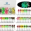 50 PCS Ice Fishing Jigs Assortment Glow in The Dark Jig Heads for Ice Fishing Equipment Crappie Walleye Trout Perch Lures