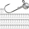 50pcs Round Ball Fishing Jig Heads Set, Fishing Hooks for Saltwater Freshwater Swimbait Bass Trout, 1/8oz 1/6oz 1/4oz