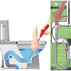 51 Inch Toilet Snake Drain Auger Cleaner Tool, Upgraded Grabber Unclogger Tool, Toilet Auger Grabber, Stainless Steel Telescoping Rod for Pick/Grab Objects Clogged in Toilet Pipes/Drain