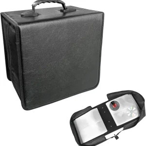 520 Capacity CD Case Holder, PU Leather CD/DVD Binder Storage Organizer with Zipper, Portable Large Booklet Album Box VCD Protective Wallet for Car Home Office Travel