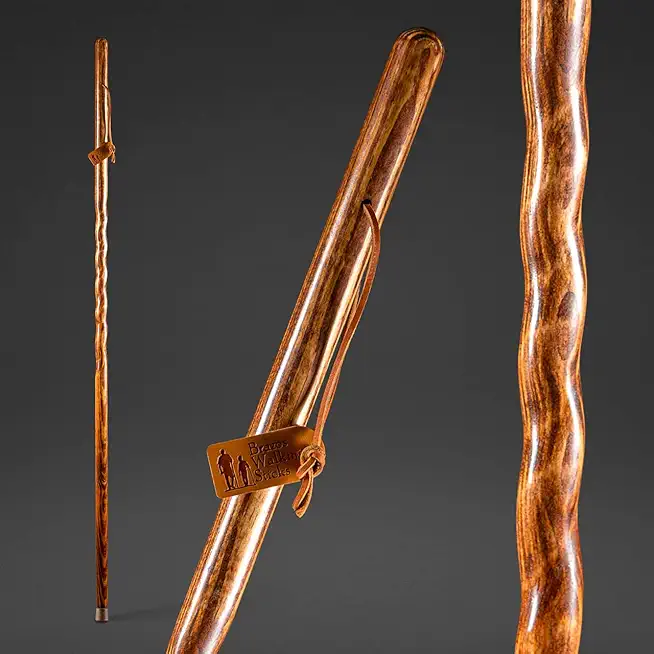 55" Texas Traveler Brazos Walking Stick � Handcrafted Red Pine Wooden Walking Sticks For Seniors Balance, Lightweight & Durable Wooden Walking Sticks For Hiking, Walking Sticks For Women and Men