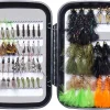 58pcs Fly Fishing Flies Kit with Fly Box for Trout Fishing Include Dry Wet Flies, Nymphs, Streamers