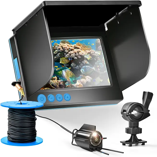 5inch Portable Fish Finder Camera Underwater Fishing Camera, 220� Wide Angle Infrared Night Vision, Host IP65 Waterproof Ice Fishing Camera for Ice, Lake and Boat (A)