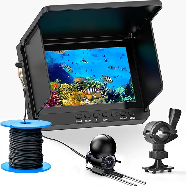 5inch Portable Fish Finder Camera Underwater Fishing Camera, 220� Wide Angle Infrared Night Vision, Host IP65 Waterproof Ice Fishing Camera for Ice, Lake and Boat (B)