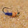 6 Flies - Tungsten Blue Ice Hot Spot Jig Head Fly - Euro Nymph - Hanak Hook