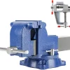 6" Heavy-Duty Bench Vise Ductile Iron Bench Vise 6 Inch 360� Swivel Bench Vice with Anvil Blue, Include Mini Bench Vice Clamp