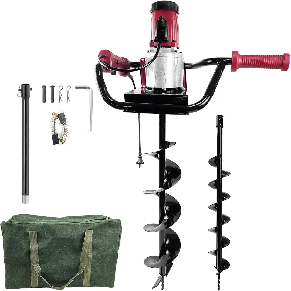 6-Inch & 4-inch Electric Post-Hole Digger with Storage Bag, Earth Auger Drill, Auger Bit Earth Auger with Carry Bag, Ideal for Post Hole Digging, Drilling, Tree Planting