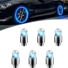6 PCS Car Tire Flashing Light, 1.45" x 0.66" PVC Shell Vibration Sensing Hub Valve Breathing Light, Personalized Decorative Modification Accessory, for Most Cars and Motorcycles (Blue)