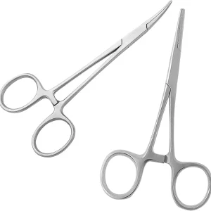6.25" Straight & Curved Hemostat Forceps Set, Locking Tweezer Clamps. Ideal Hemostats for Nurses, Fishing Forceps, Crafts and Hobby