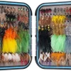 64/108pcs Fly Fishing Flies Assortment Kit for Trout Bass, Dry Wet Nymph Streamer Popper Flies with Waterproof Fly Box