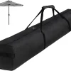 67 Inch Waterproof Umbrella Storage Bag for Outdoor Beach Patio Umbrellas, Oversized Hammock and Steel Stand With Handles and Zippers, Black