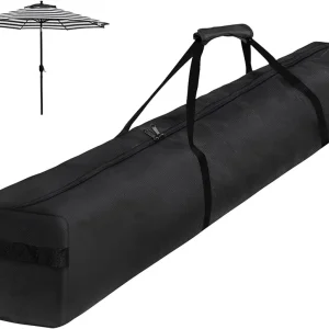 67 Inch Waterproof Umbrella Storage Bag for Outdoor Beach Patio Umbrellas, Oversized Hammock and Steel Stand With Handles and Zippers, Black