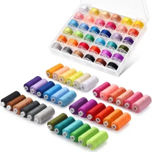 72pcs Sewing Thread kit, 36 Colors Sewing Machine Threads, Prewound Bobbins Sewing Threads Kit, Sewing Machine Thread Assortment, 400 Yards per Spools Polyester Thread
