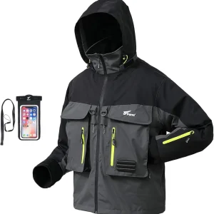 8 Fans Fishing Wading Jackets Breathable Waterproof Fishing Rain Jackets for Men&Women Medium
