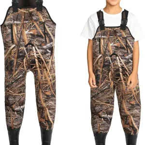 8 Fans Hunting Waders for Kids, Neoprene Youth Fishing Waders with Boot, Lightweight Chest Waders for Toddler Children