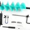 8 inch Diameter Ice Fishing Auger, Ice Drill Auger, Nylon Ice Auger Bit for Ice Burrowing/Drilling & Ice Fishing, with 2PCS Replaceable Blades, Universal Drill Adapter and 14 Extension