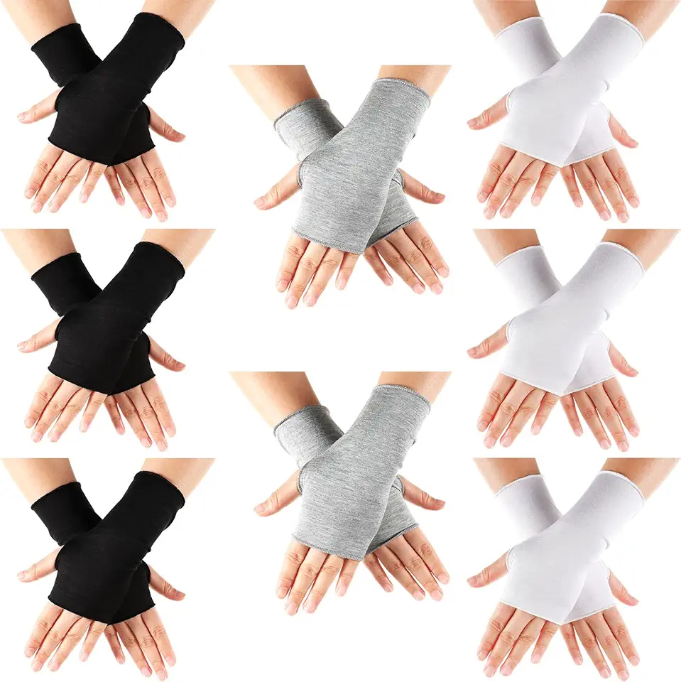 8 Pairs Women Sunblock Fingerless Gloves Summer UV Protection Driving Glove Non Slip for Outdoor Activities