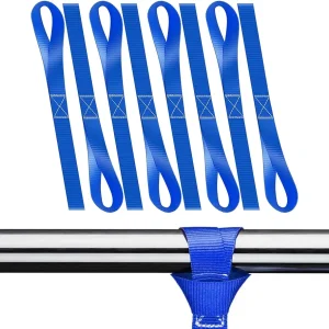 8 PCS Loop Car Tie-Down Fabric, Heavy Duty Motorcycle Auxiliary Tightening Fixing Strap, Multi-Purpose Tie-Down Rope for Car Cargo, Universal for Most Cars (Blue)
