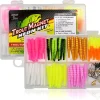 82-Piece Neon Fishing Gear Kit, Includes 70 Grub Bodies Trout Bait and 12 Size 8 Hooks