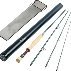 8Fans Fly Fishing Rod with Tube, 4-Sections,Fast Action Fly Rod with Pacbay Titanium-Coated Snake Guides,AAAA Pure Cork Handle,4-8w