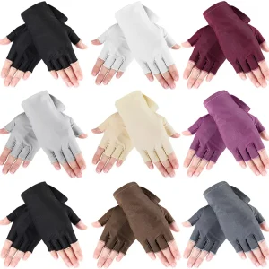 9 Pairs Summer Fingerless Gloves Half Finger Sun Protection Touchscreen Driving Gloves for Adult