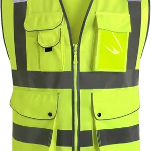 9 Pockets Class 2 High Visibility Reflective Safety Vest for Men Women Work Construction Vest
