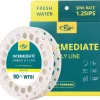 90FT 1.25IPS WF6I Intermediate Fly Line Weight Forward Intermediate Sink Fly Fishing Line Clear Nylon Monofilament for Fishing Streamers