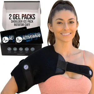 ActiveWrap Shoulder Ice Pack, With 2 Reusable Heat & Ice Packs for Shoulder Pain Relief, Rotator Cuff Cold Therapy, Adjustable Compression Straps, Post-surgery Must-have, Small/Medium