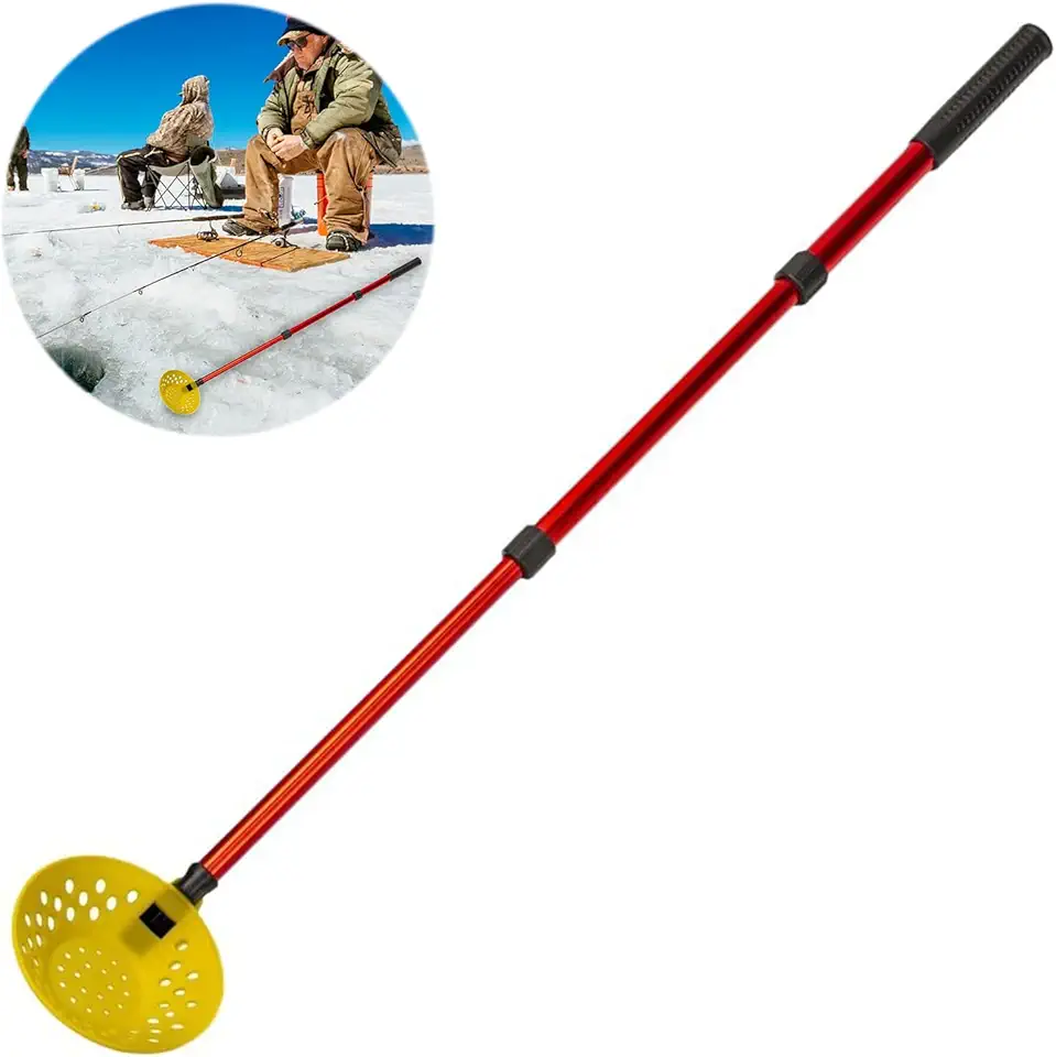Adjustable Ice Fishing Skimmer, Ice Fishing Scoop with Telescopic Long Handle, Ice Fishing Gear Accessoires Gifts for Men