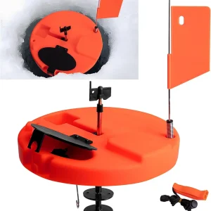 Adnee Ice Fishing Tip-Up - 10.5" Thermal Tip-Up with Orange Pole Flags - Freeze-Proof Ice Fishing Accessories Covers 10" Hole