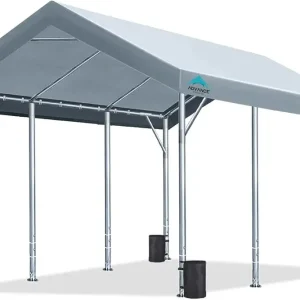 ADVANCE OUTDOOR 12x20 ft Canopy Garage Heavy Duty Carport Car Boat Shelter Party Tent, Adjustable Peak Height from 9.5ft to 11ft, Gray